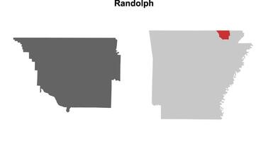 Randolph County, Arkansas blank outline map set vector