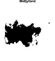 Midtjylland region blank outline map vector