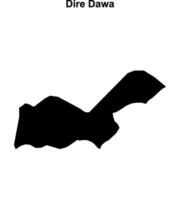 Dire Dawa region blank outline map vector