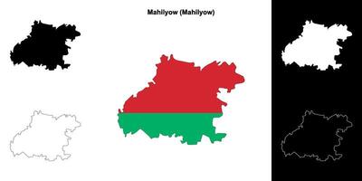 Mahilyow district outline map set vector