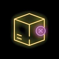 Neon sign of a cardboard box with a cross showing a delivery issue vector