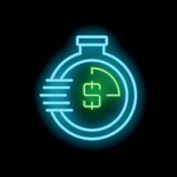 Neon icon of stopwatch showing time limit for making money vector
