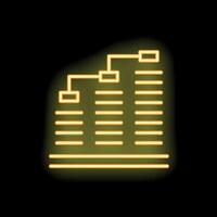 Neon yellow database icon representing server storage on black background vector