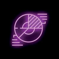 Neon style icon representing a pie chart with its slices vector