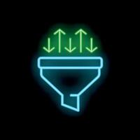 Neon funnel icon depicting data converting into information vector