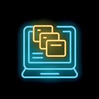 Neon laptop displaying concept of multitasking and efficient workflow vector