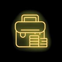Neon sign of briefcase full of money representing salary, savings, or investment vector