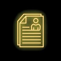 Neon icon of resumes representing job applications and recruitment vector