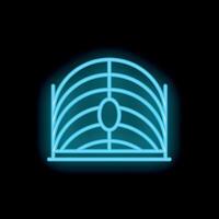 Blue neon icon of a stadium on black background vector