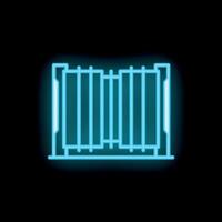 Blue neon icon of a cargo container shining on a black background vector