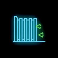 Neon icon of decreasing bar chart showing negative trend vector