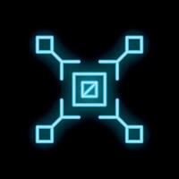 Neon blue blockchain technology concept icon showing decentralization vector