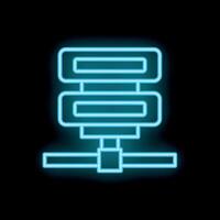 Neon database icon glowing on dark background vector