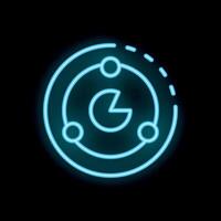 Neon blue pie chart icon representing market share analysis vector