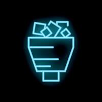 Neon sign of mining cart full of ore on black background vector