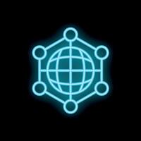 Neon blue glowing symbol of global network connection vector