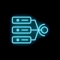 Neon server icon representing data storage and network solutions vector