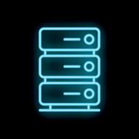 Neon icon of computer server showing data storage vector