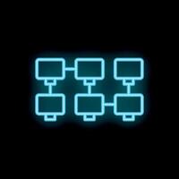 Neon blue local area network icon glowing on black background vector