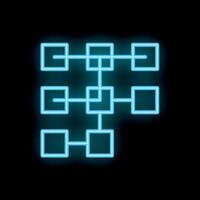 Neon blue algorithm structure glowing on black background vector