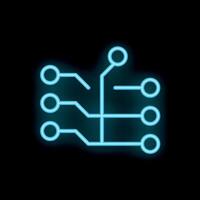 Neon circuit board glowing on black background vector