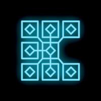 Neon blue blockchain network glowing on black background vector
