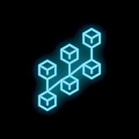 Neon blockchain icon glowing on dark background vector