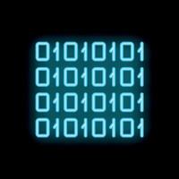 Neon binary code glowing on black background vector