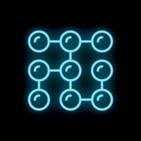 Neon style blockchain technology concept glowing icon design vector