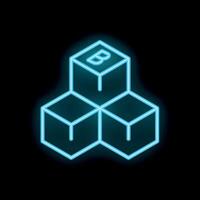 Neon blockchain icon representing cryptocurrency technology and decentralization vector