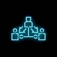 Neon icon of manager distributing tasks to employees vector
