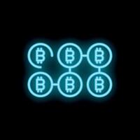 Bitcoin cryptocurrency neon blockchain network glowing icon illustration vector