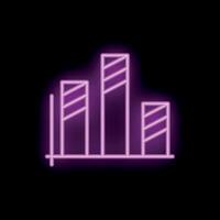 Neon icon representing a growing bar chart on black background vector