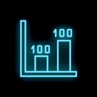 Neon blue graph bar chart showing growth on black background vector