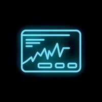 Neon icon of a heart monitor showing a heartbeat vector