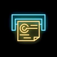 Neon atm machine printing receipt icon glowing in the dark vector