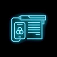 Neon icon of electronic signature representing digital document signing vector