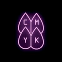 Neon cmyk color model icon representing four ink colors vector