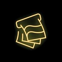 Glowing neon icon of wet wipes or paper towels on black background vector