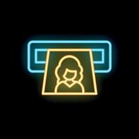 Neon sign representing a photograph being printed out from a photo booth vector