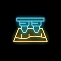 Glowing neon line icon of automatic irrigation sprinklers watering the soil vector