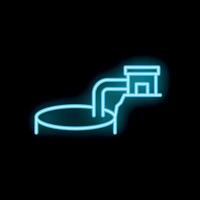 Neon style icon of water polluting from factory vector