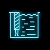 Neon blue icon of a water level sensor displaying water depth vector