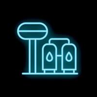Neon icon of water purification system showing filtration process vector