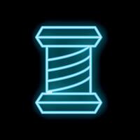 Neon blue thread spool glowing on black background vector