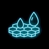Neon honeycomb with drops of honey icon on black background vector