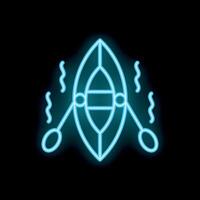 Neon sign depicting kayak with oars for river rafting trip vector