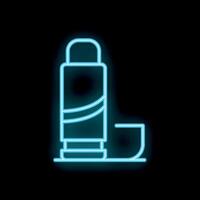 Neon sign of modern glue stick lying on surface with open cap vector