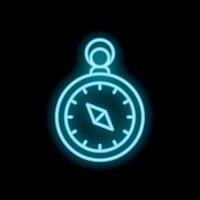 Neon sign showing compass guiding way forward vector