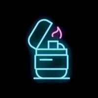 Neon lighter burning with open cap on black background vector